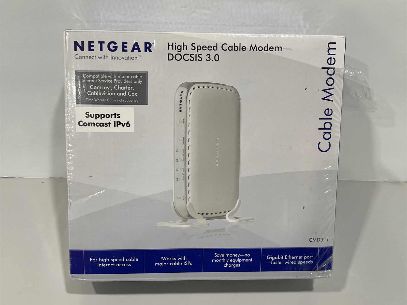 NETGEAR – CMD31T-100NAS DOCSIS 3.0 Cable Modem Sealed Xfinity, Spectrum, Cox