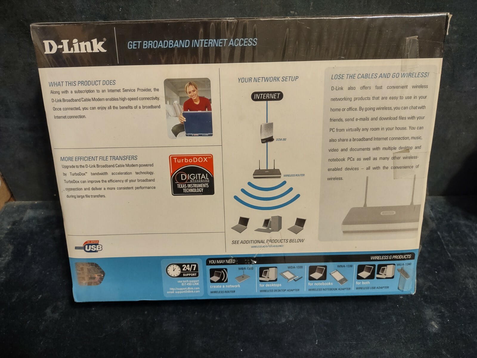 D-Link DCM-202 DOCSIS 2.0 USB Broadband Ethernet Cable Modem New in Box nos