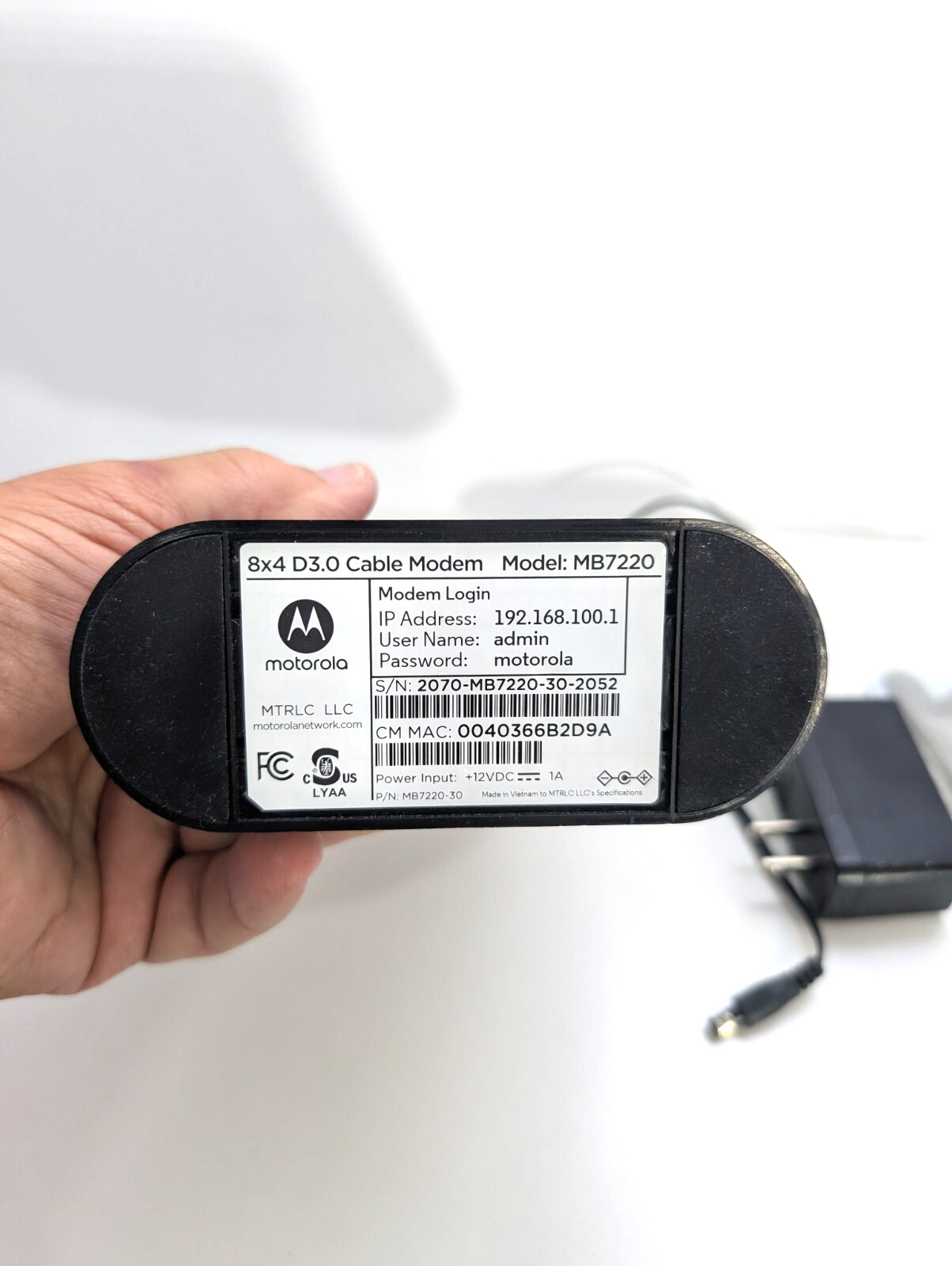 Motorola MB7220 343Mbps DOCSIS 3.0 Cable Modem