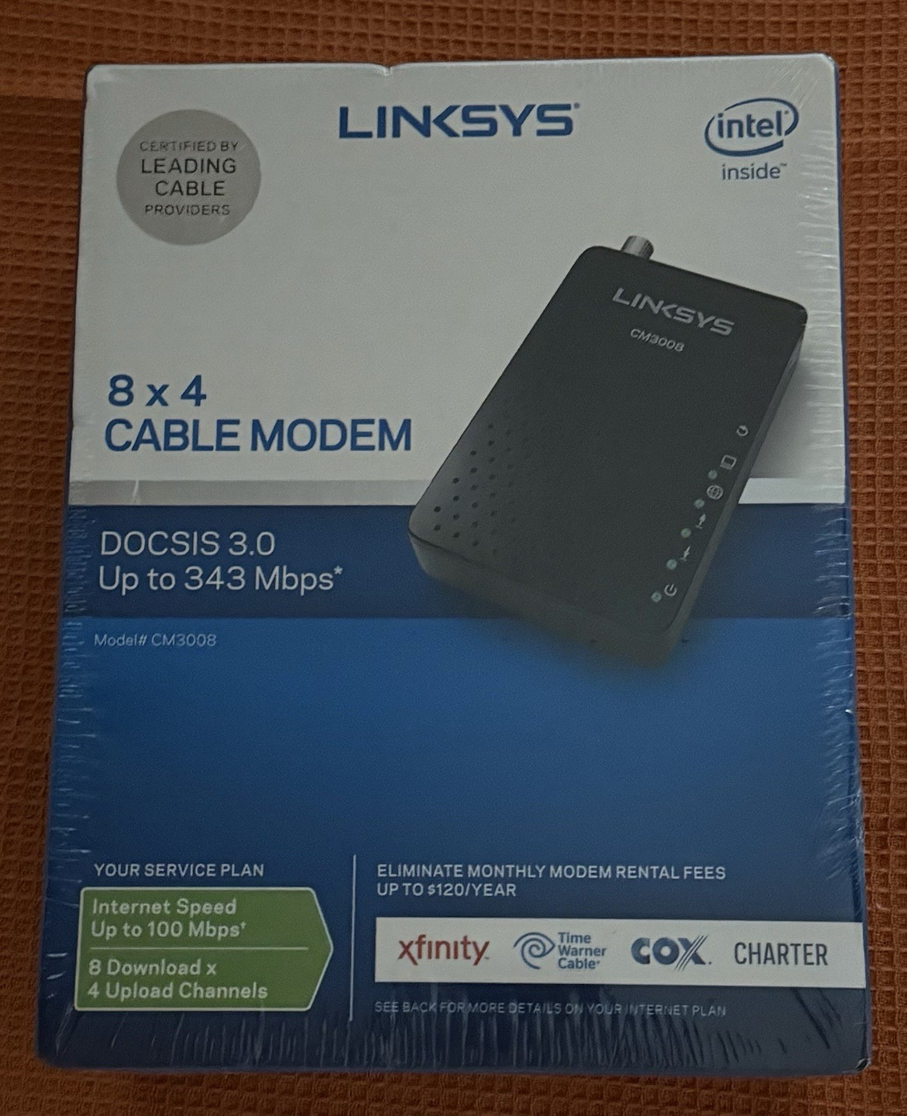 Linksys CM3008 DOCSIS 3.0 8×4 Cable Modem 343 Mbps for Xfinity Cox Charter Spect