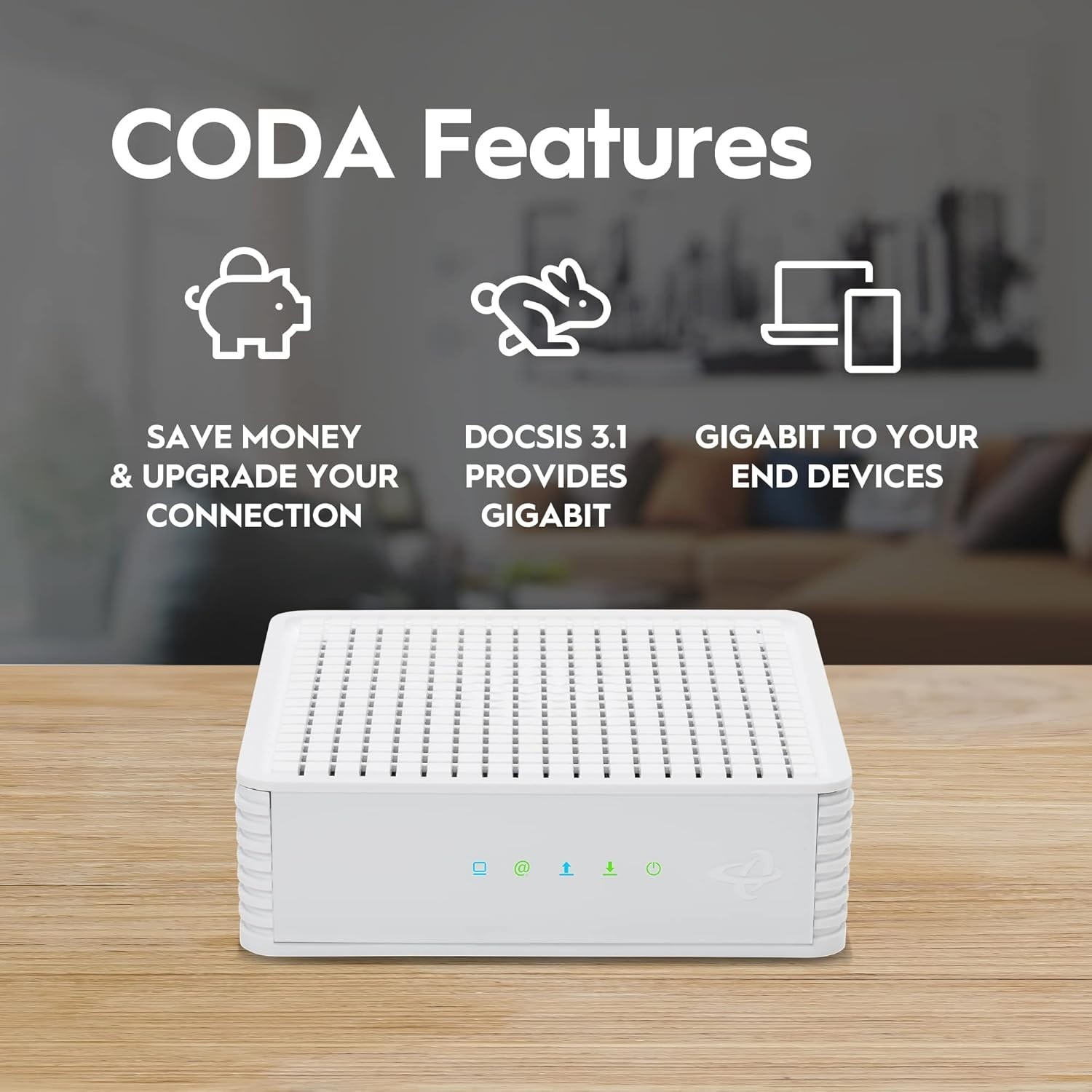 High-Speed CODA DOCSIS 3.1 Modem – 1000 Mbps Support, Compatible with Major ISPs