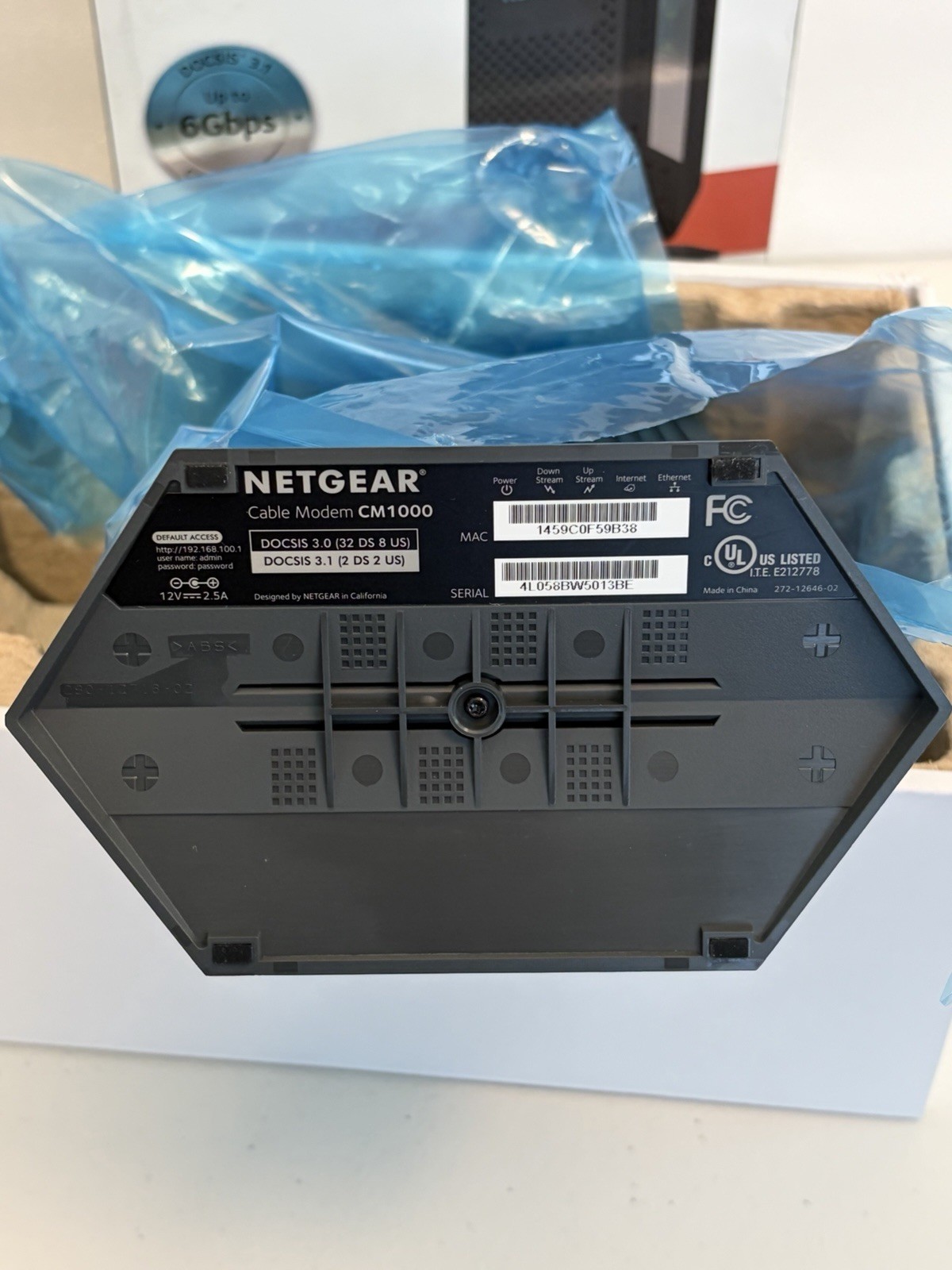 NETGEAR CM1000 DOCSIS 3.1 Cable Modem 1Gbps Ethernet Xfinity Spectrum Cox