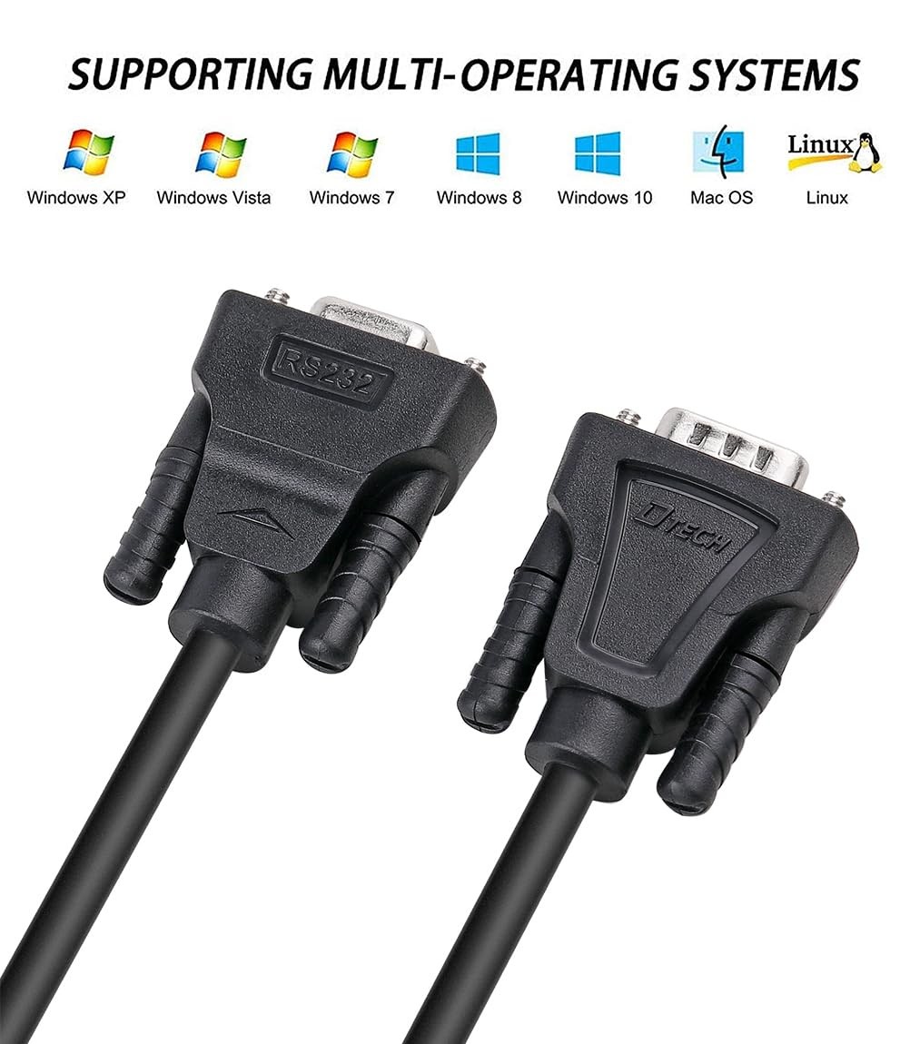 15 Ft DB9 RS232 Serial Cable Male To Female Extension Null Modem TX RX