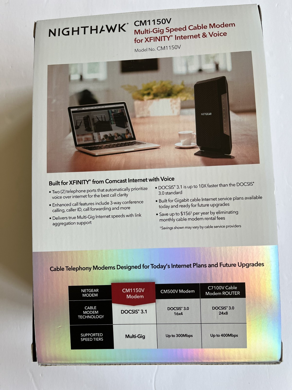 NETGEAR CM1150V Nighthawk Multi-Gig Speed Cable Modem for XFINITY Voice