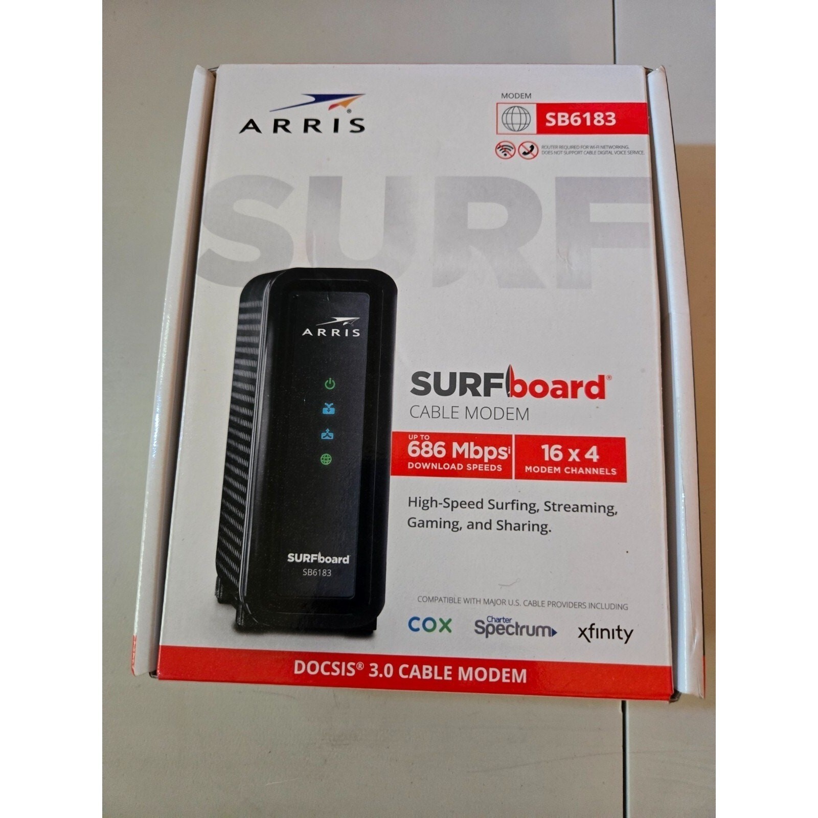 Arris Cable Modem Black SURFboard SB6183 DOCSIS 3.0 686 Mbps 16×4