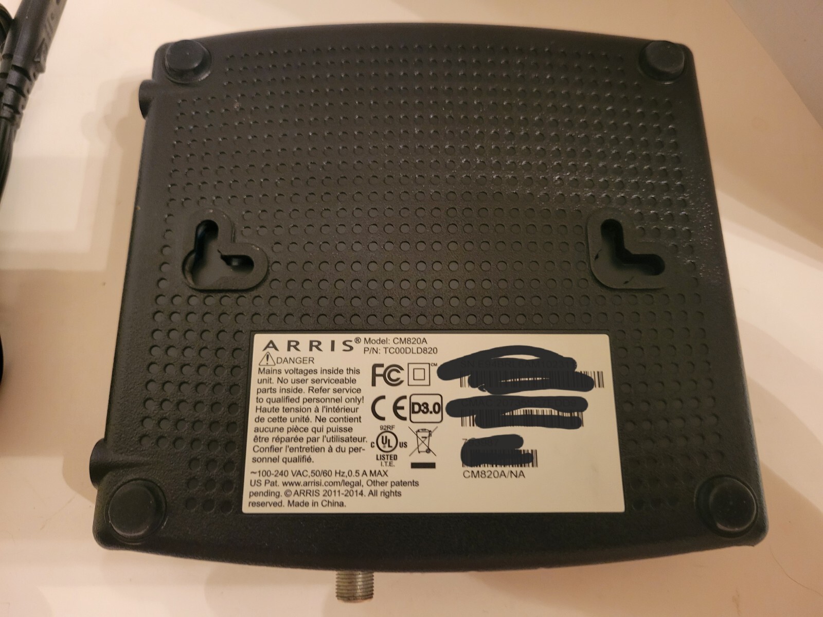 ARRIS CM820A/CT DOCSIS 3.0 Cable Modem