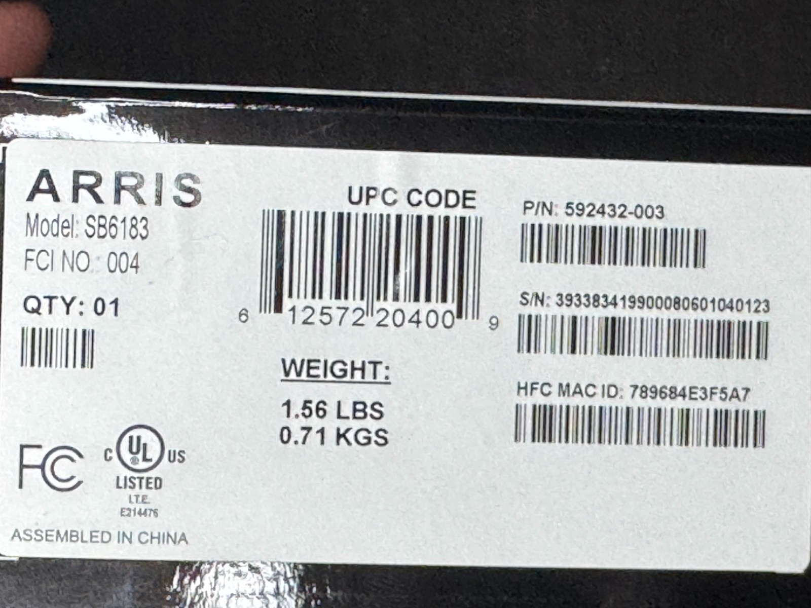 Arris Surfboard SB6183 Cable Modem White arris – great condition