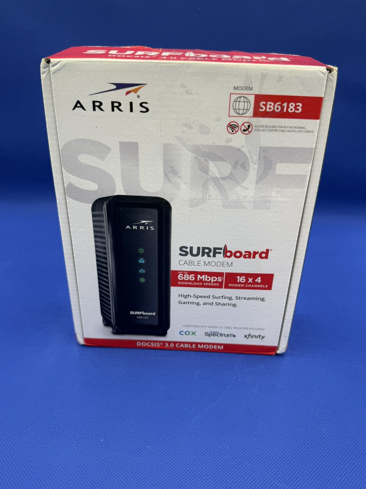 ARRIS SURFboard SB6183 DOCSIS 3.0 Cable Modem 16×4 Black