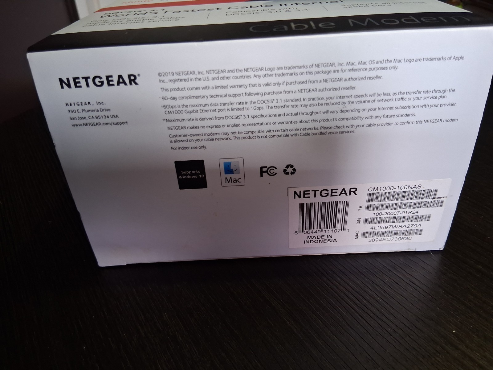NETGEAR CM1000 DOCSIS 3.1 Cable Modem 6 Gbps Gigabit Ethernet Xfinity