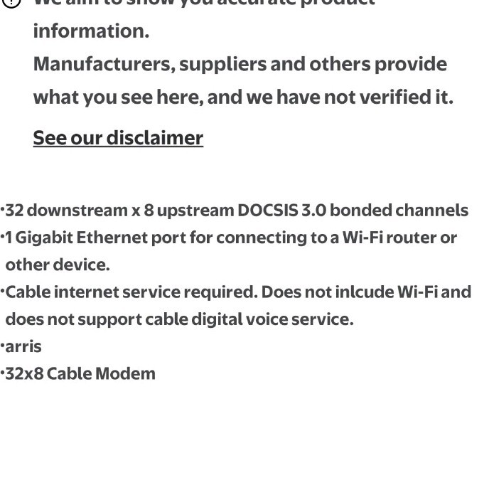 ARRIS Surfboard SB6190 32×8 DOCSIS 3.0 Cable Modem with 1.4 Gbps Download