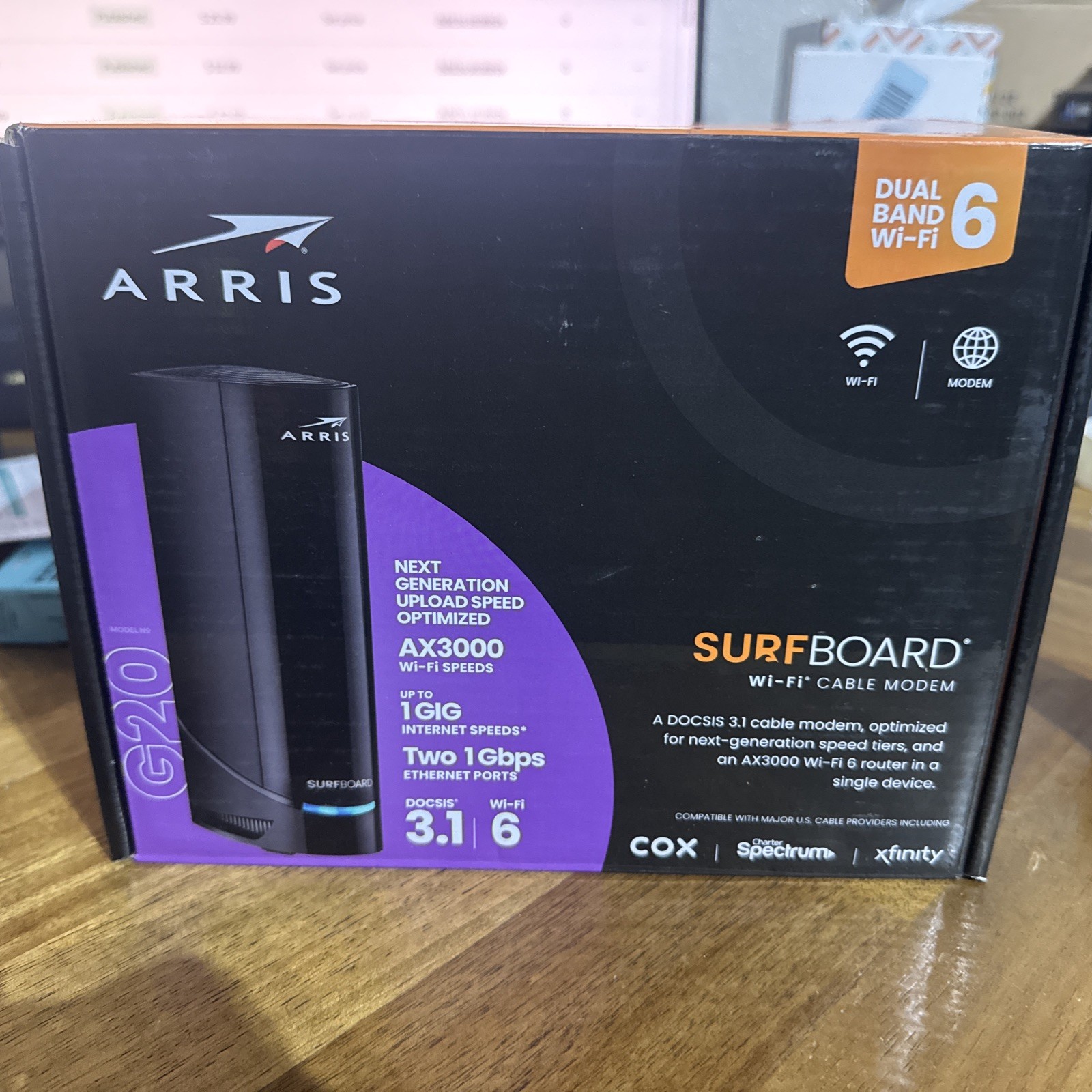 ARRIS Surfboard G20 AX3000 Docsis 3.1 Wifi 6 Cable Modem Dual Band 1 Gig Speed