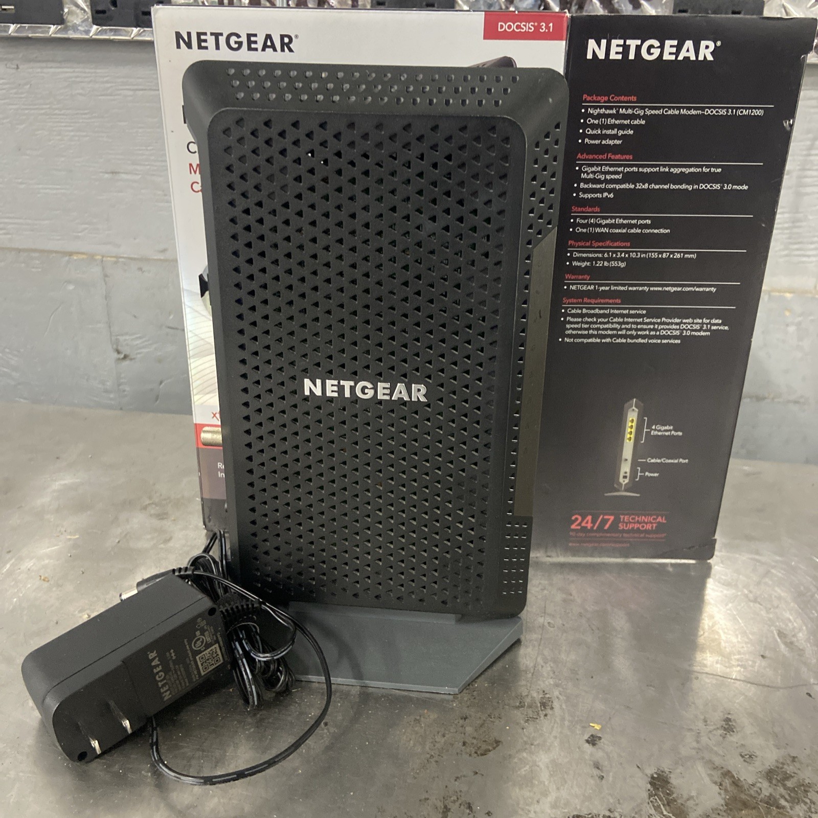 NETGEAR Nighthawk CM1200 DOCSIS 3.1 Multi-Gig Speed Cable Modem Ethernet Black