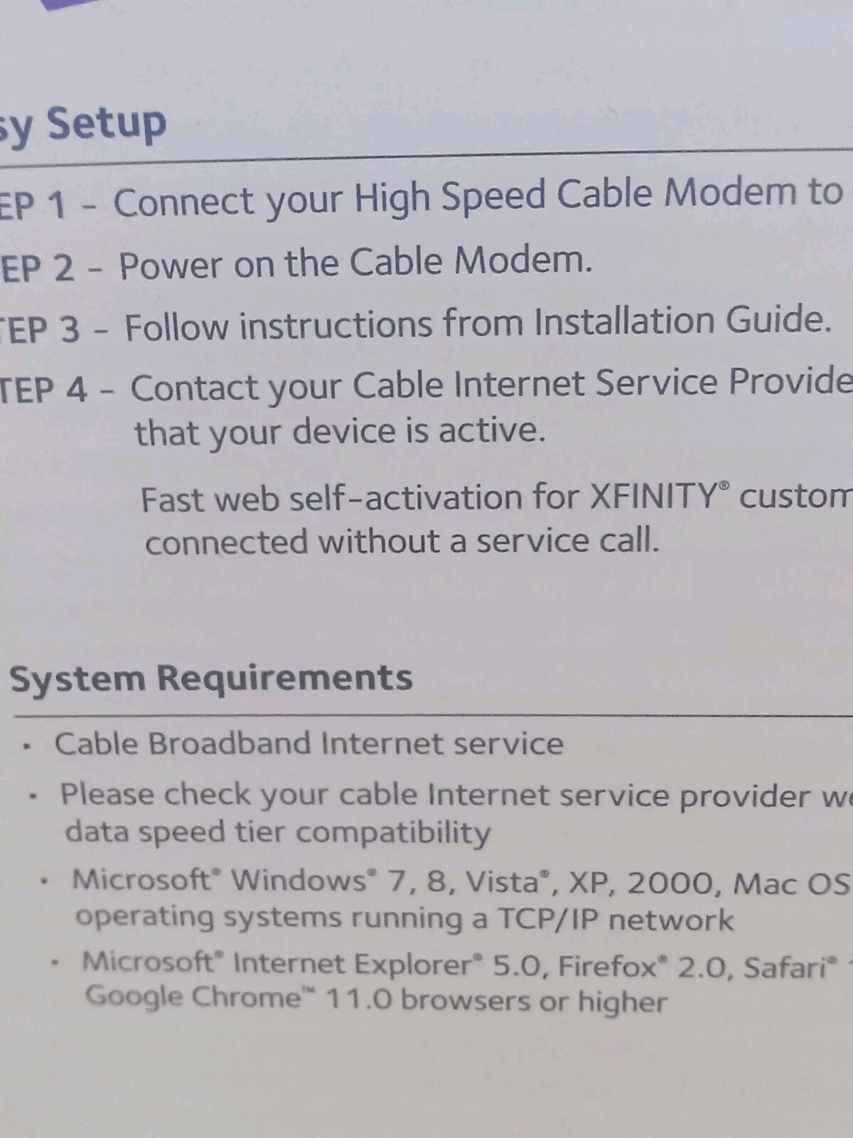 Netgear CM500 high speed cable modem Pre-owned Missing Ethernet Cable