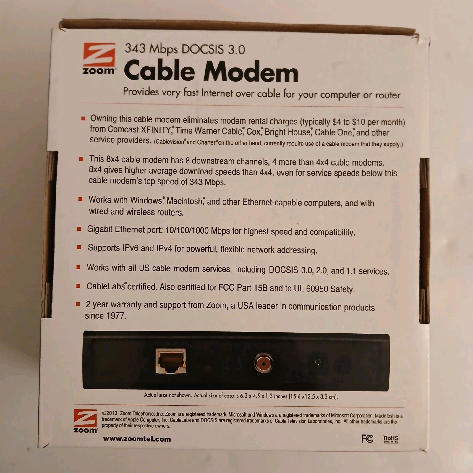 ZOOM Cable Modem 5345 DOCSIS 3.0 343 Mbps 8×4 Docsis 3.0 Cable Modem