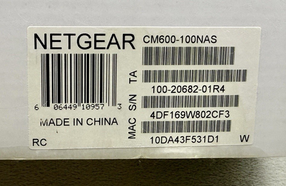 Netgear CM600 Cable Modem DOCSIS 3.0 24×8 Xfinity Cox Spectrum Tested Works