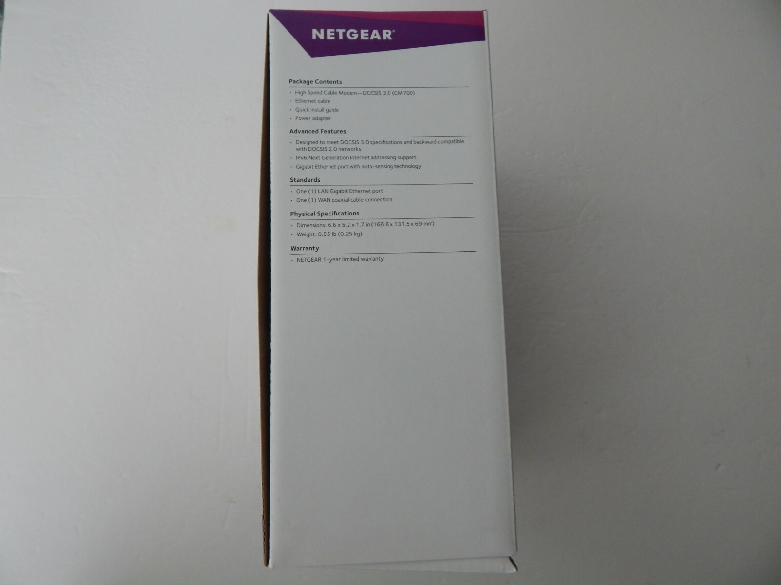 NETGEAR CM700-100NAS High Speed Cable Modem
