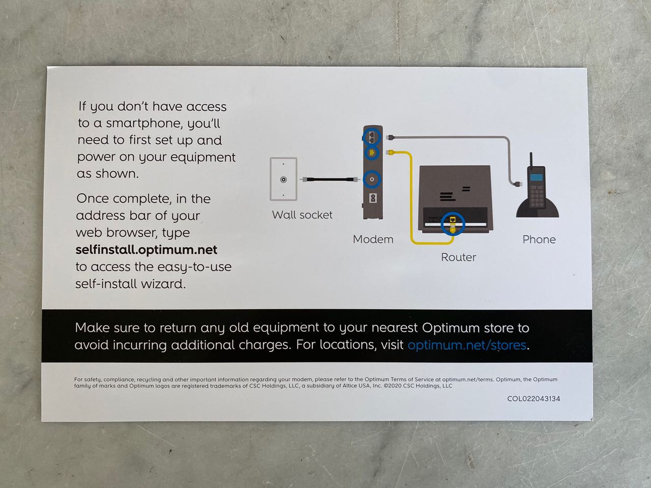 OPTIMUM Self Install Kit. SAGEMCOM Router & ARRIS Voice Cable Modem NEW