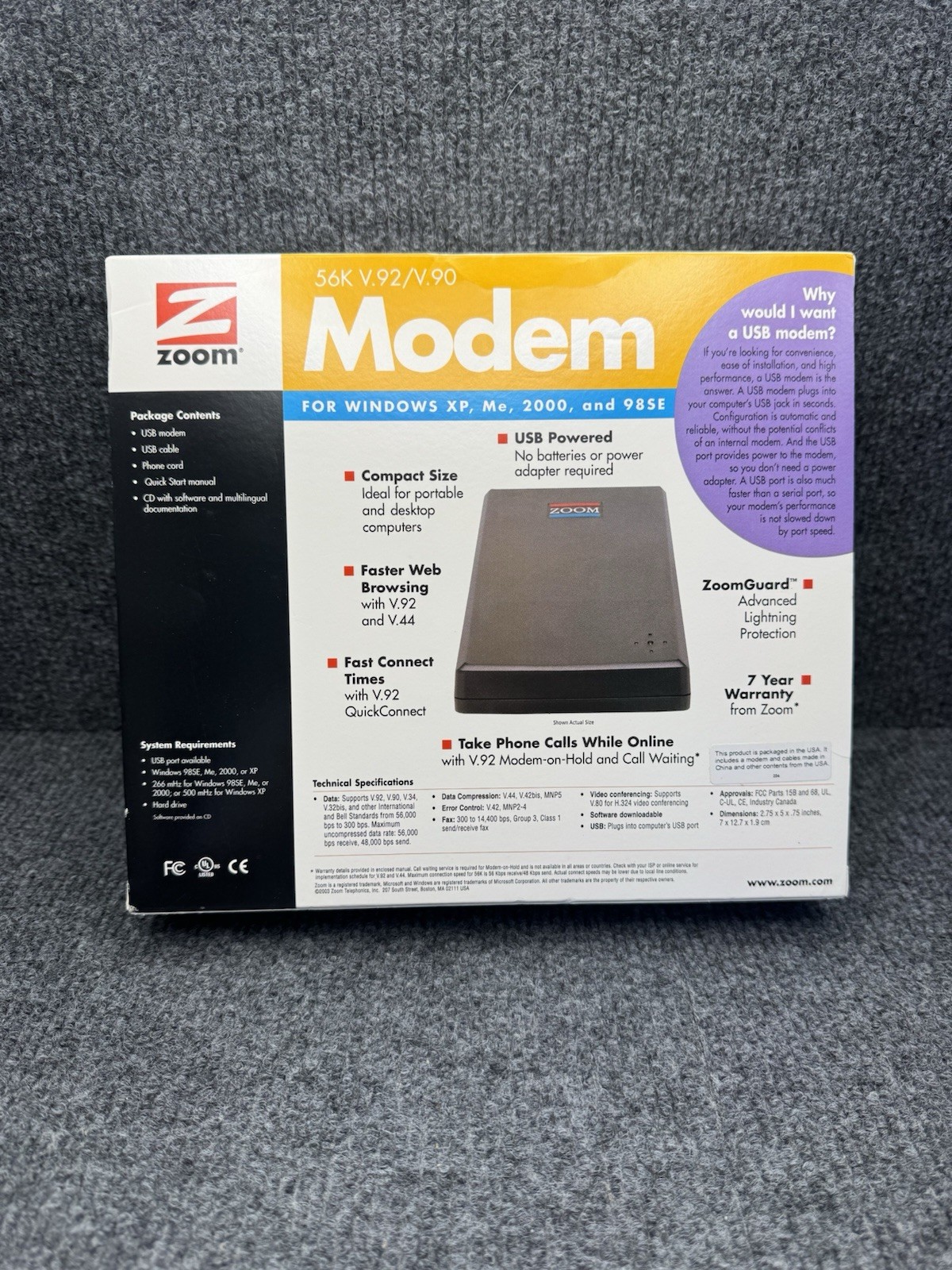 Zoom 3095 Zoom 56K V.92/V.90 Modem (USB Mini External) Mac PC Linux