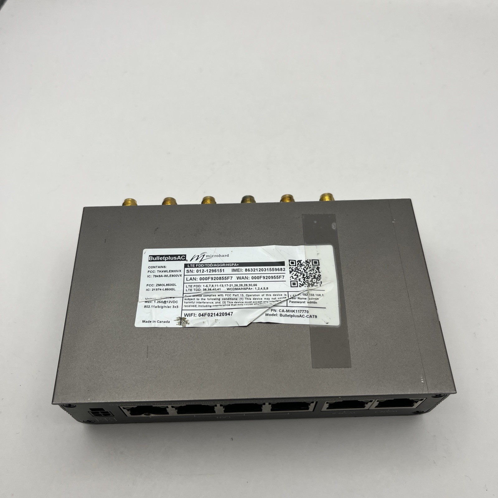 Microhard BulletplusAC-Cat9 AC WiFi LTE Modem Wireless Bullet Plus *Unit Only*