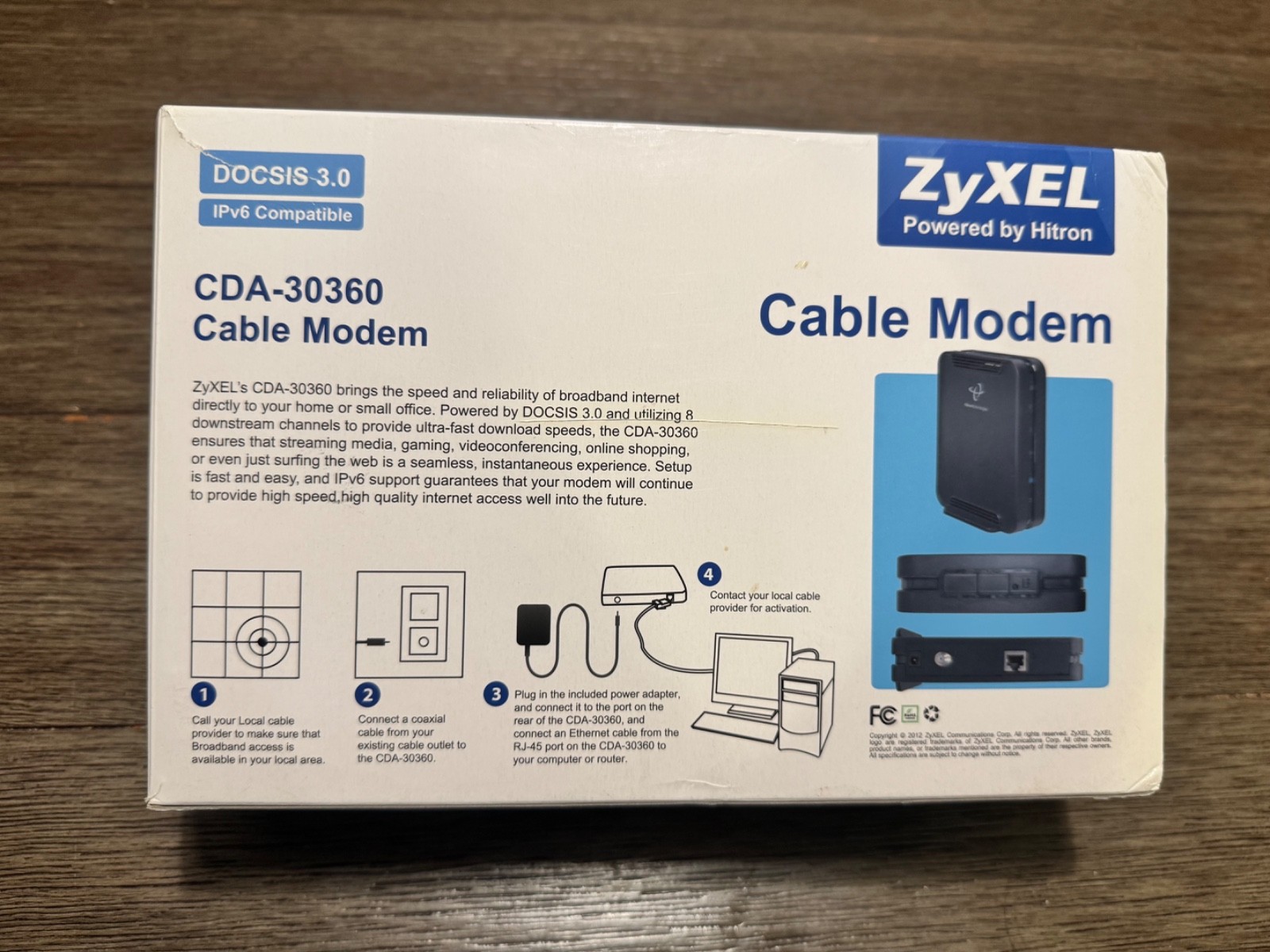 ZyXEL Powered by Hitron Cable Modem DOCSIS 3.0 IPv4 and IPv6 Compatible