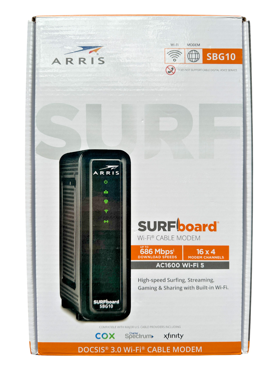 ARRIS SURFboard SBG10 DOCSIS 3.0 Cable Modem + AC1600 Dual Band WiFi Router New