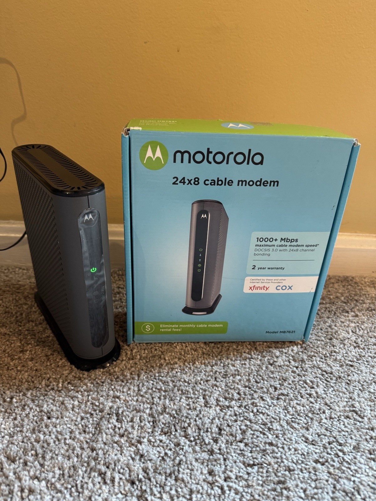 Used Motorola Cable Modem 24×8 DOCSIS 3.0 Model MB7621 gently used