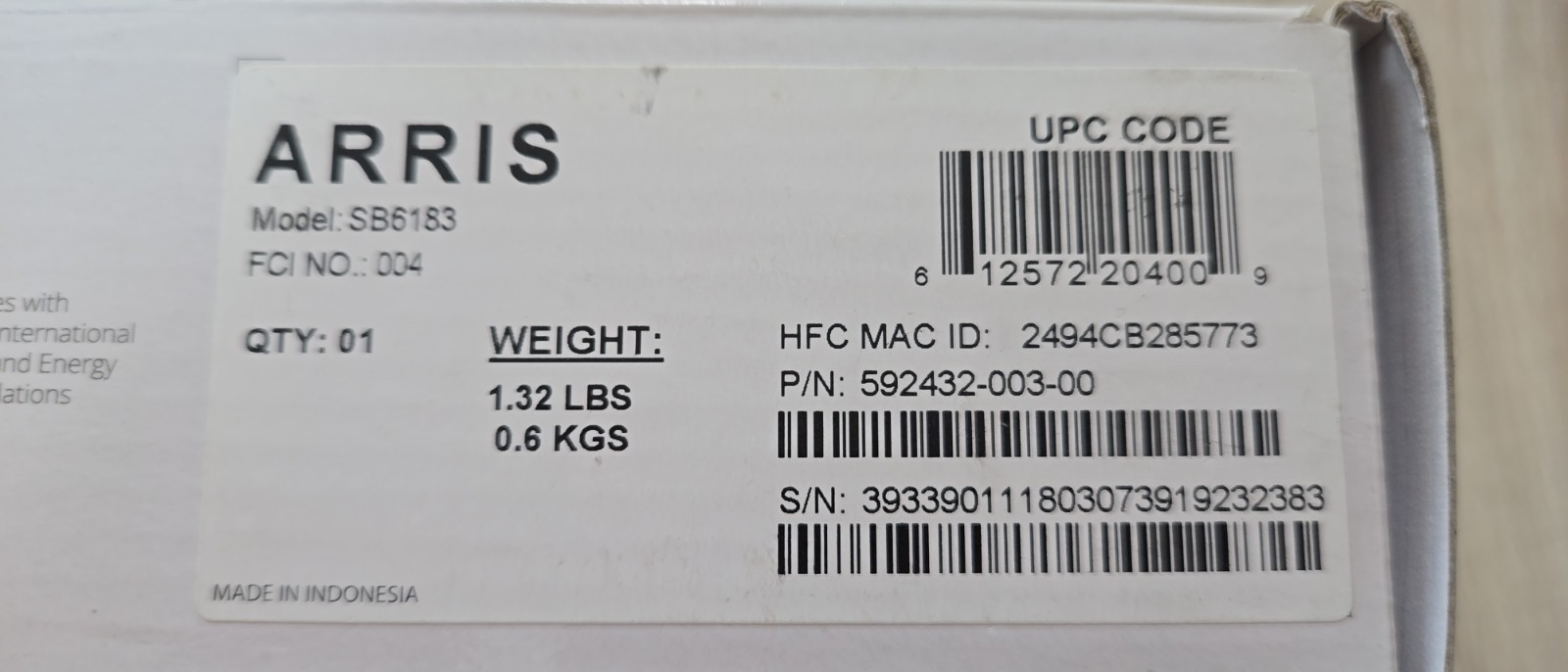 Arris Surfboard SB6183 Cable Modem 686 mbps 16×4 Docsis 3.0 New open box