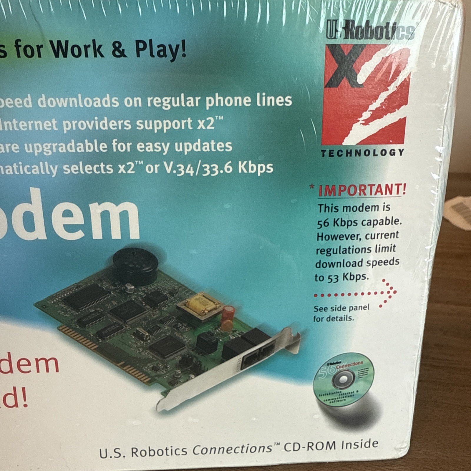US Robotics Sportster 56K Faxmodem Internal Vintage Model No 1787/PC Plug & Play