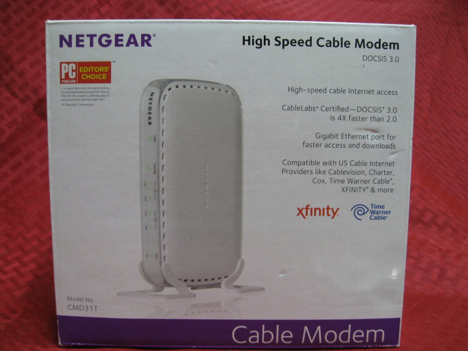 Netgear CMD31T High-Speed Cable Modem DOCSIS 3.0 Brand New + 3-Way Splitter