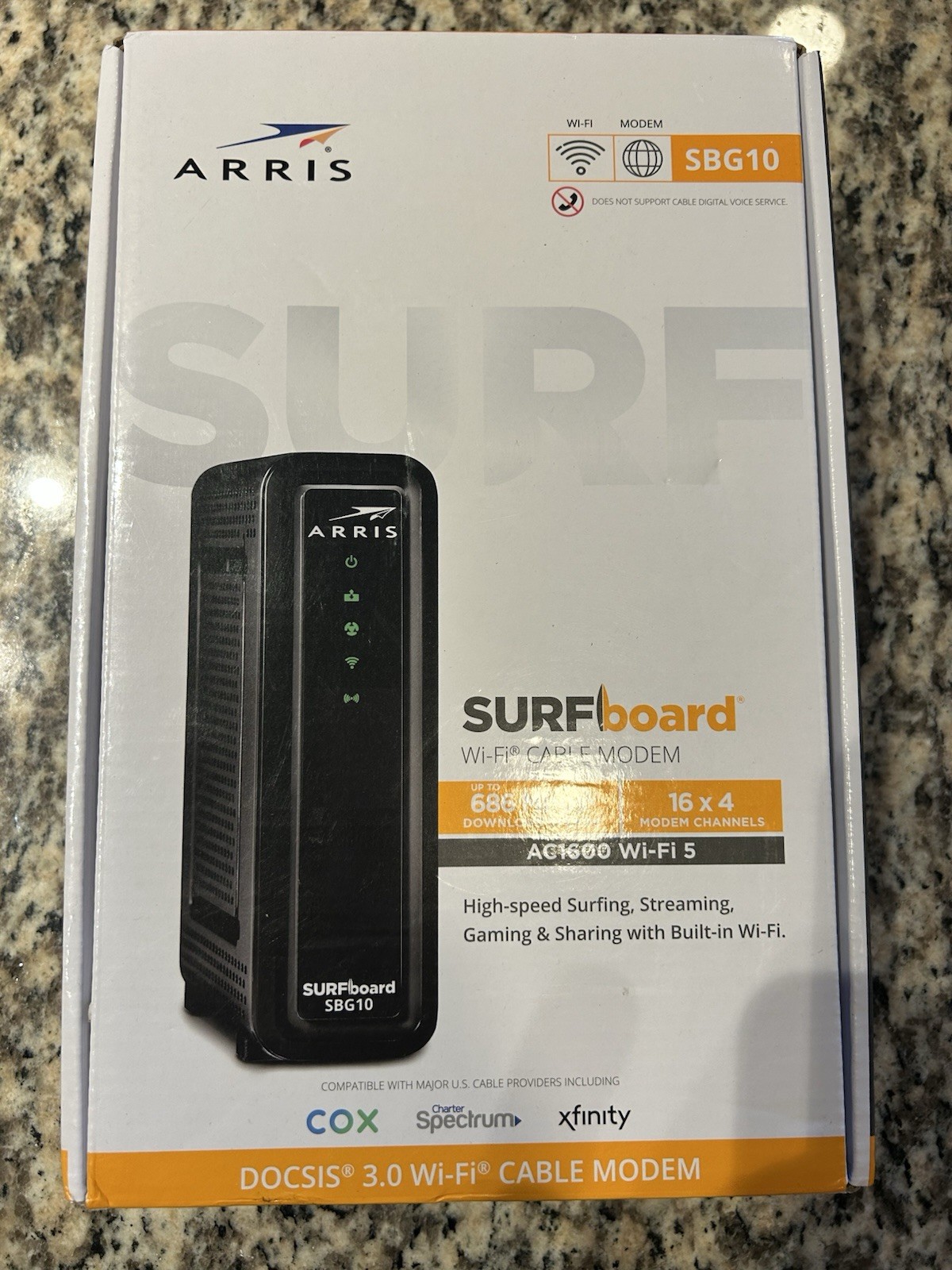 ARRIS SURFboard SBG10 DOCSIS 3.0 Cable Modem AC1600 Dual Band Wi-Fi Router – NEW