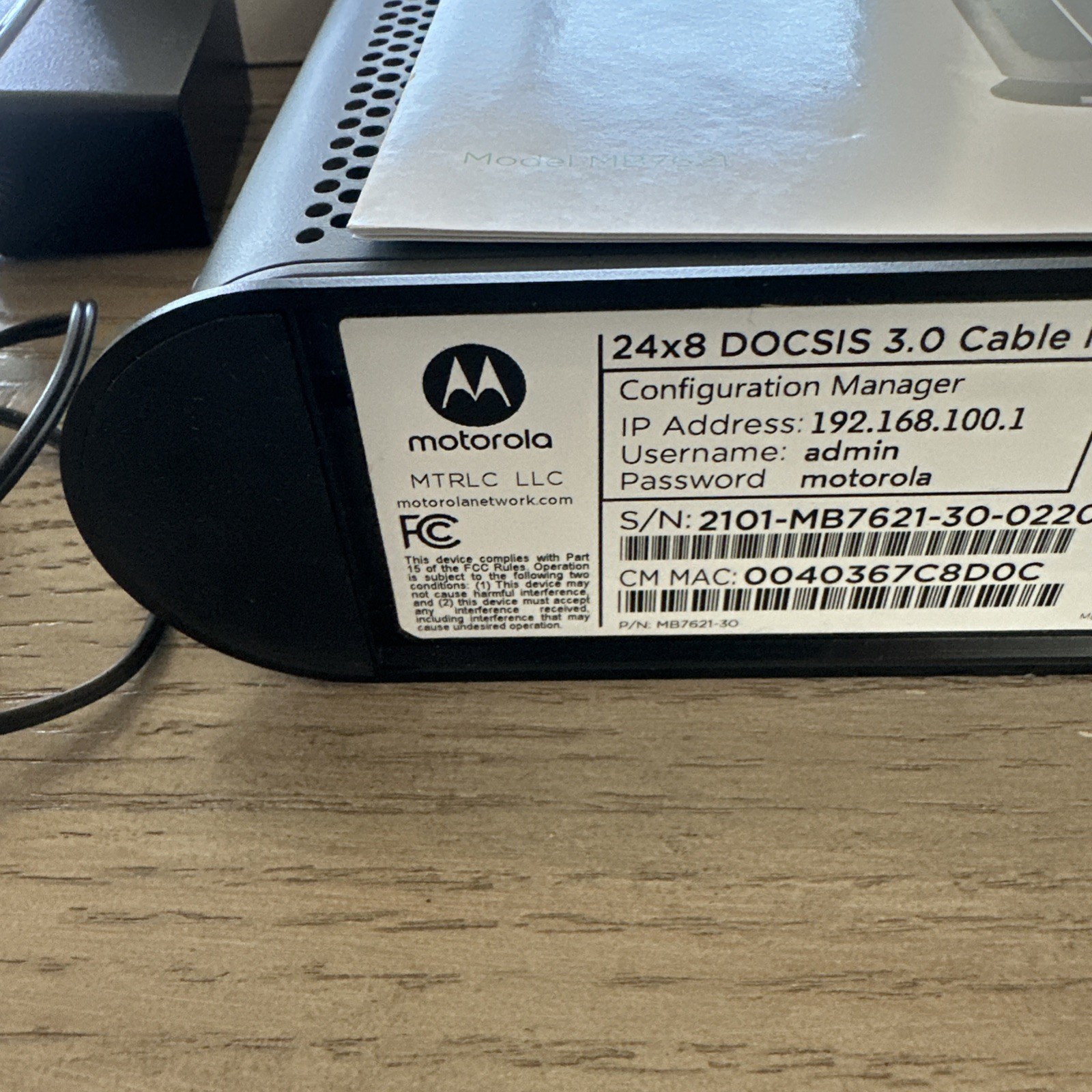 Motorola MB7621-10 1000 Mbps Modem