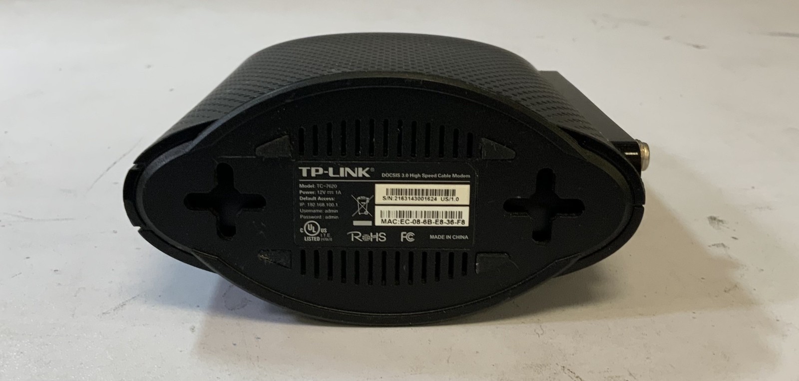 TP-Link TC-7620 DOCSIS 3.0 High Speed Cable Modem, Black “H2C”