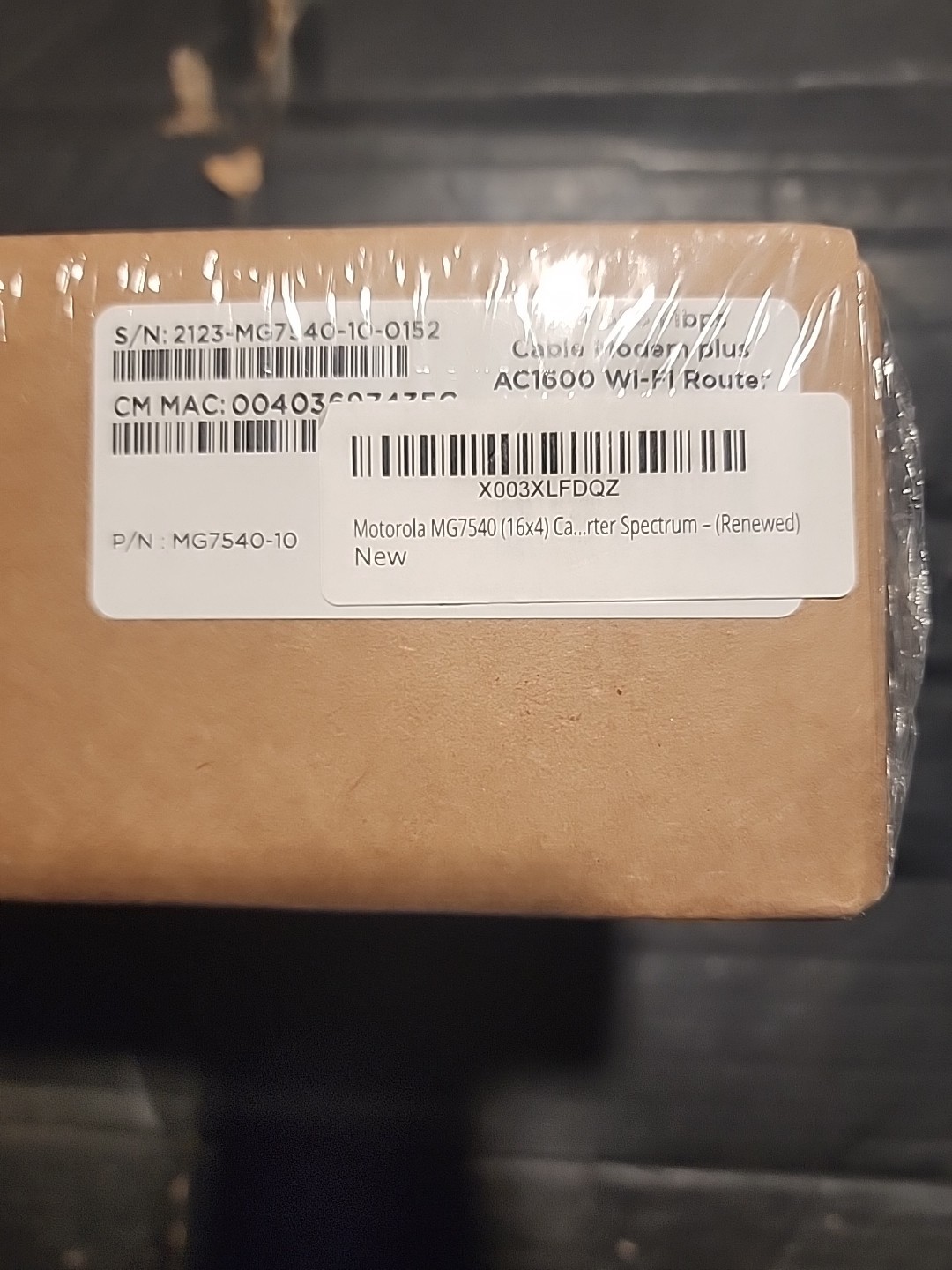 Motorola MG7540 Cable Modem Plus AC1600 Router 