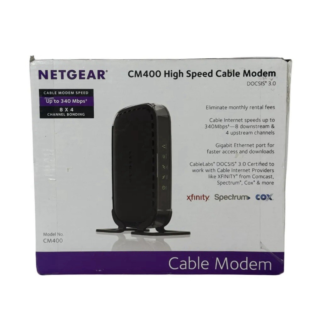 Netgear CM 400 High Speed Cable Modem – Docsis 3.0 Cable Modem / New Condition