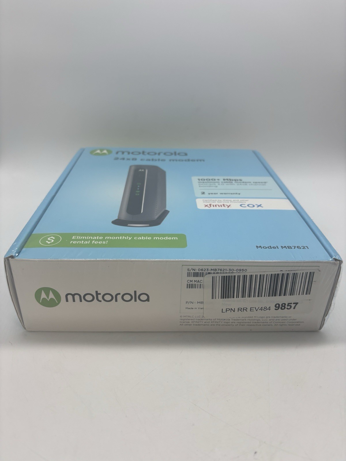 New Motorola 24×8 Cable Modem Model MB7621 DOCSIS 3.0 – AC Adapter and LAN Cable