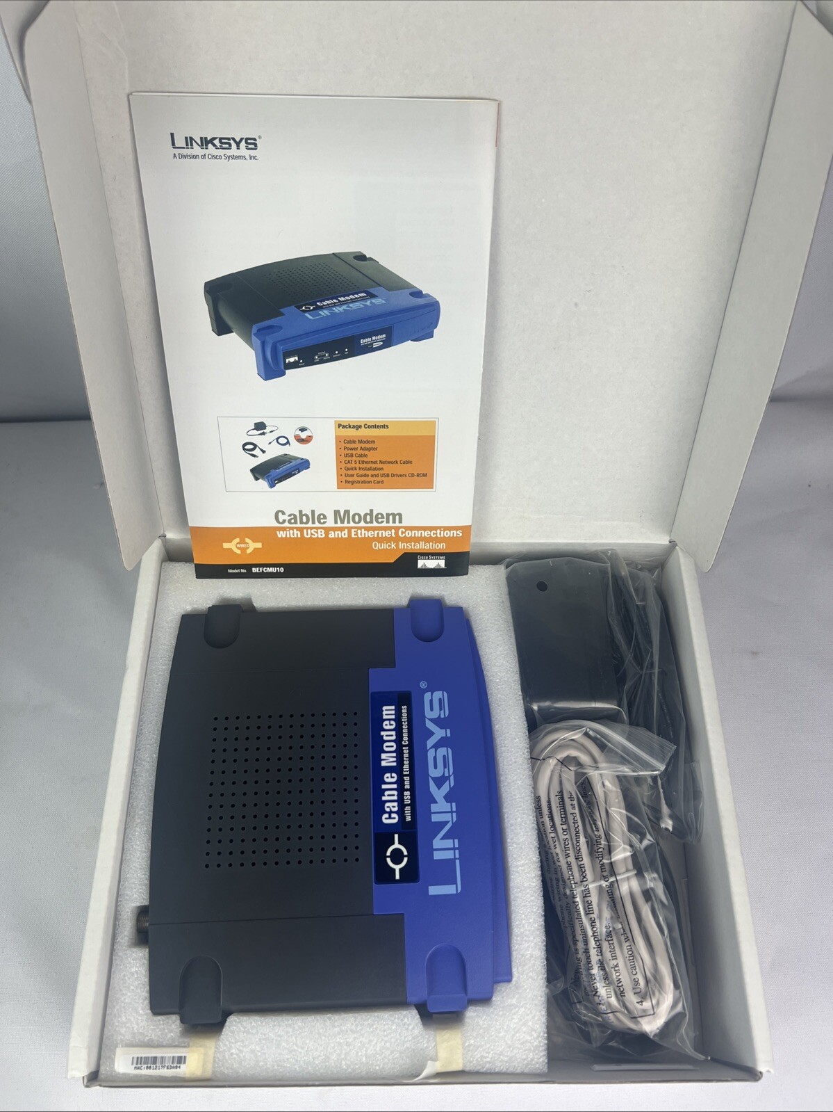 Cisco Linksys BEFCMU10 Cable Mode W/ USB & Ethernet for Microsoft/Win