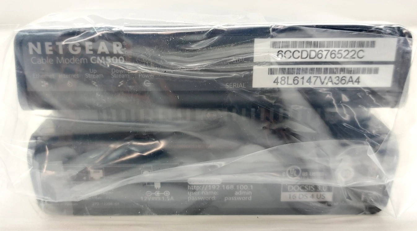 NETGEAR CM500 High Speed Cable Modem – Open Box / Never Used (DOCSIS 3.0)