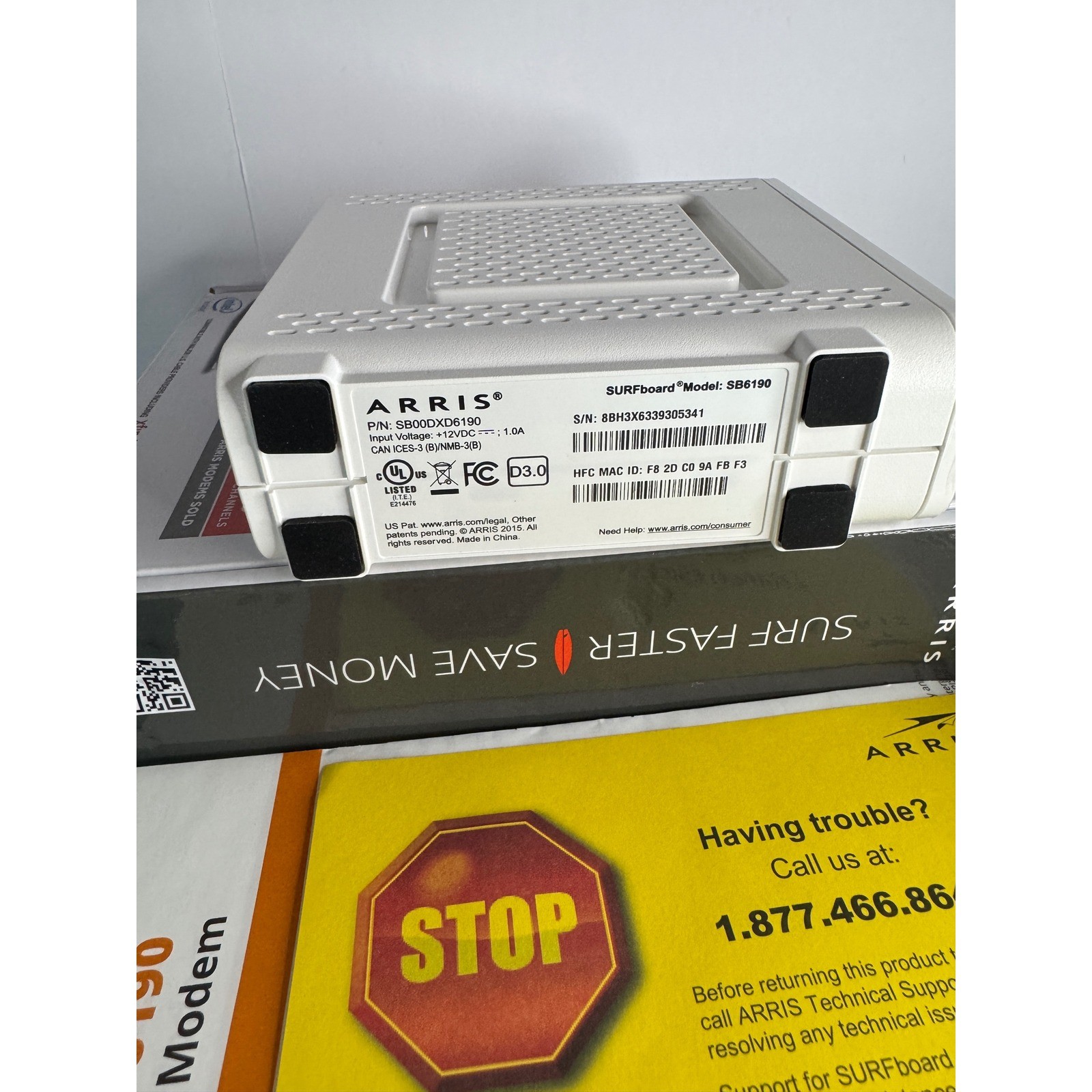 ARRIS SURFboard SB6190 DOCSIS 3.0 Cable Modem Intel Inside White – Ships Free