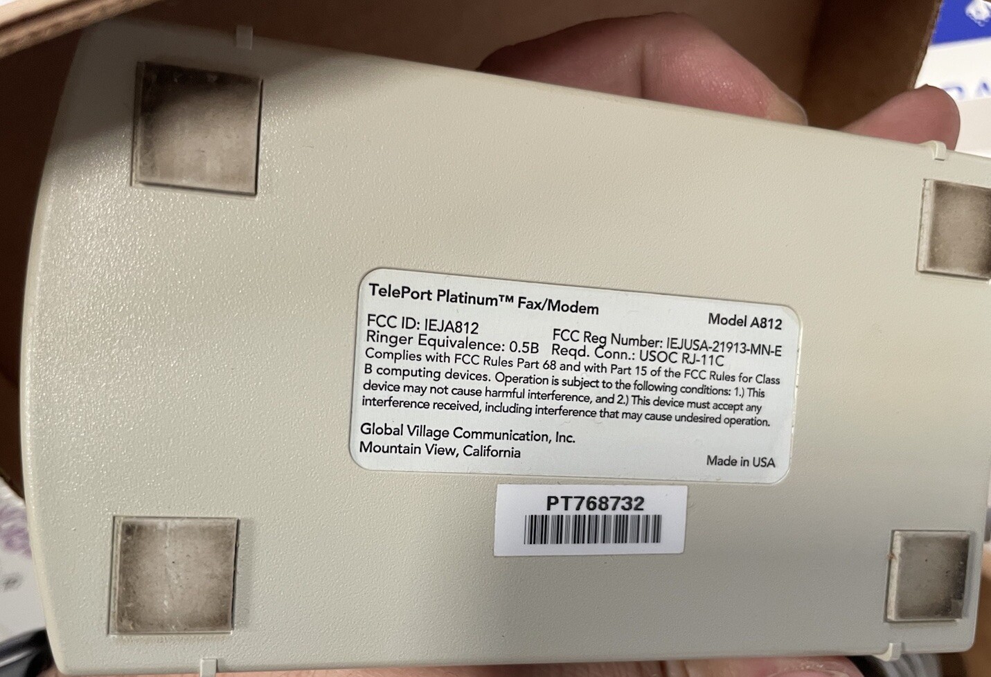Global Village TELEPORT PLATINUM 33.6 KBPS fax/modem Power Macintosh – Complete