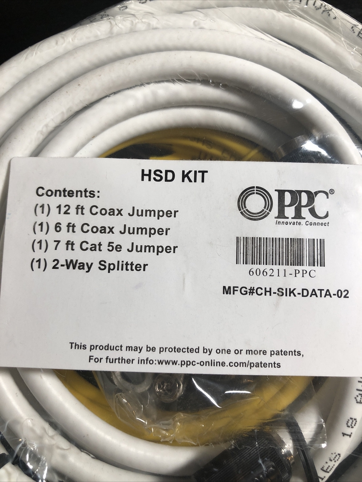 HSD Kit 7 ft Cat 5e & 6 ft and 12 ft. Coax Jumper Cables With 2-Way Splitter