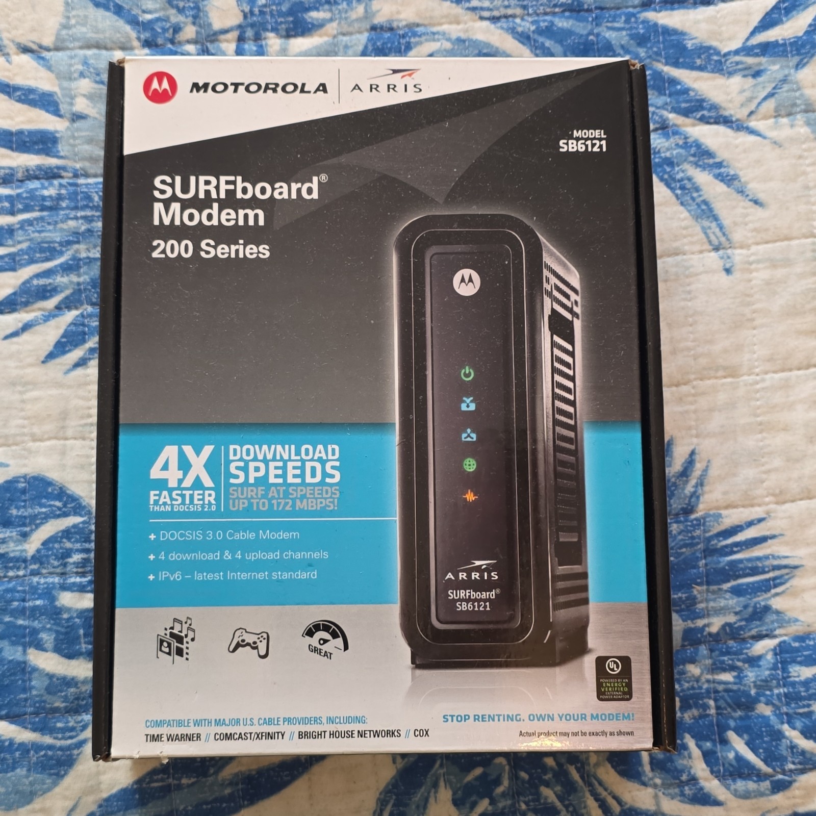 Motorola Arris SURFboard SB6121 DOCSIS 3.0 Cable Modem Ethernet IPv6 Black