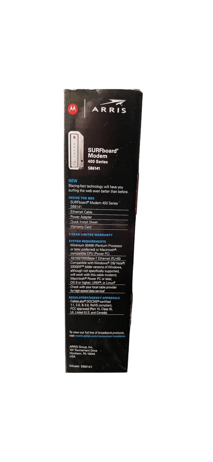Motorola Arris SURFboard Modem 400 Series Model SB6141 343mbps DOCSIS 3.0