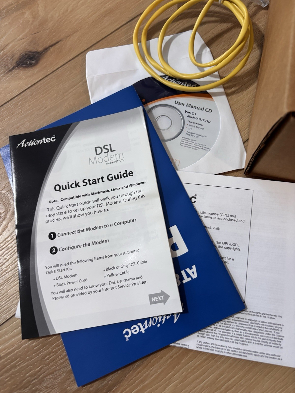 Actiontec High Speed DSL Modem Ver 1.1 Model# GT701D