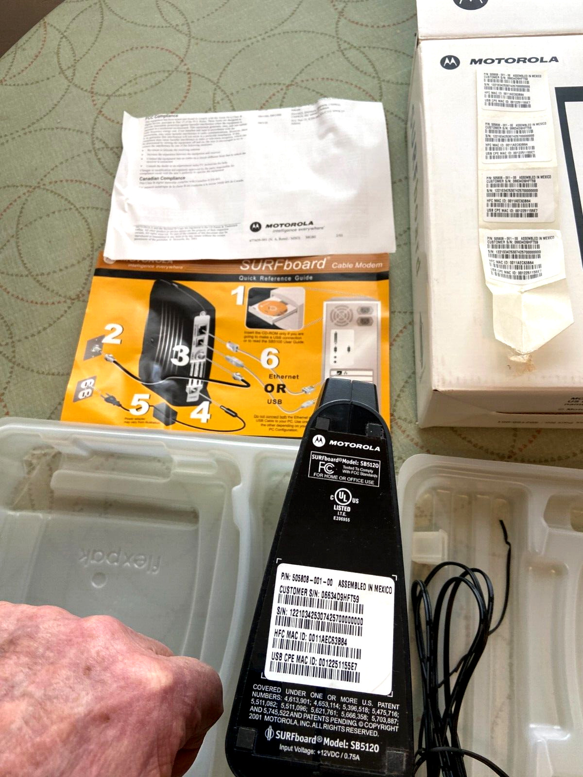 Motorola SURFboard SB5120 Cable Modem – With Power Adapter Boxed