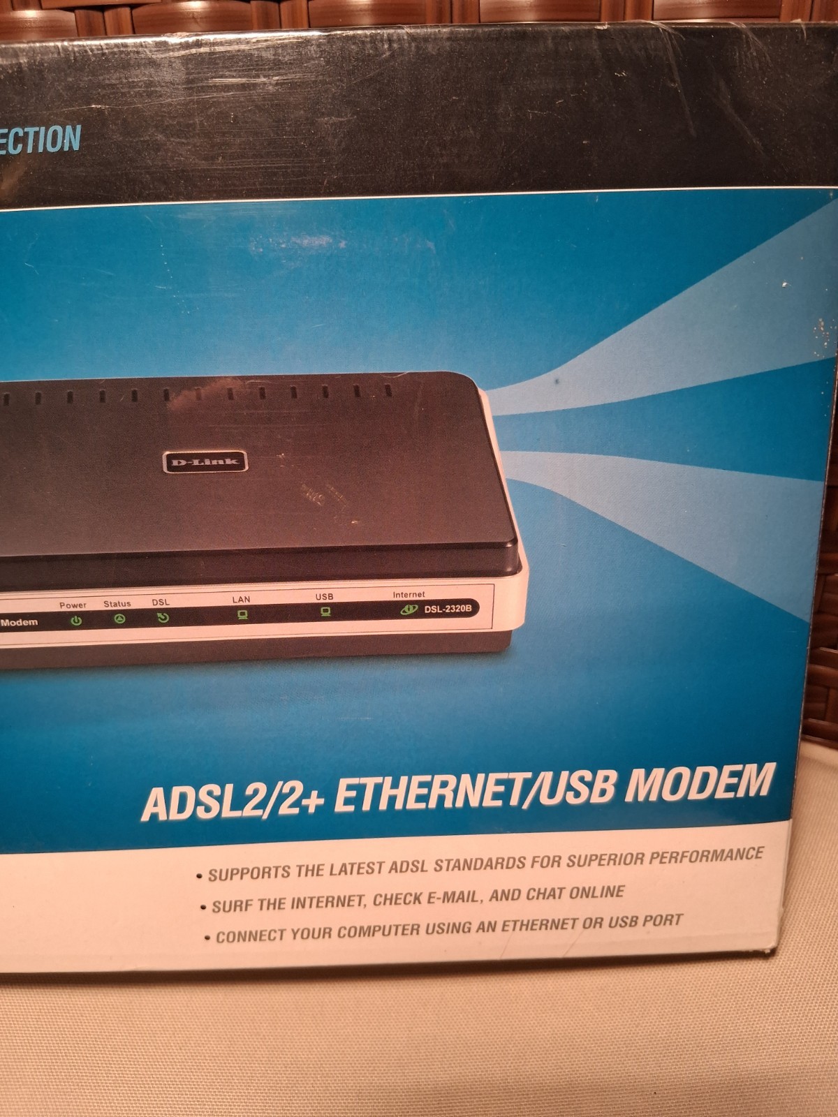 D-Link Modem ADSL2/2+ETHERNET/USB DSL-2320B With Cables USB/Lan/DSL Inputs
