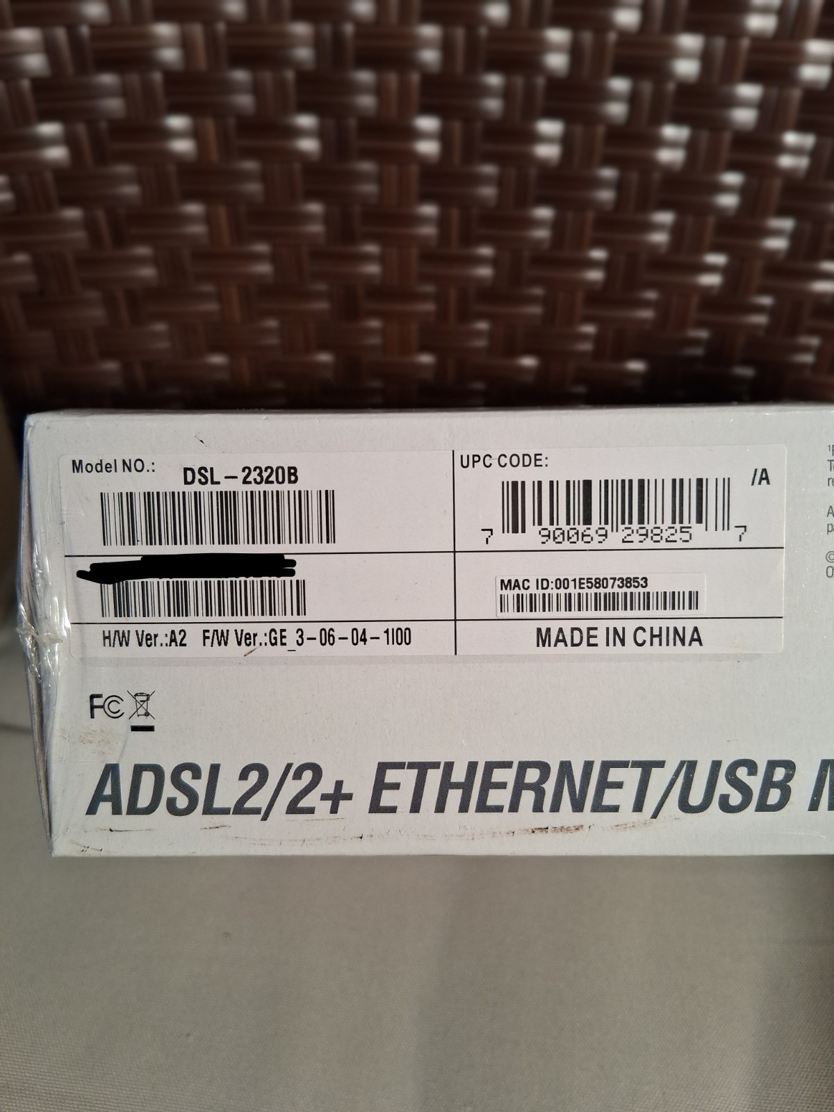 D-Link Modem ADSL2/2+ETHERNET/USB DSL-2320B With Cables USB/Lan/DSL Inputs