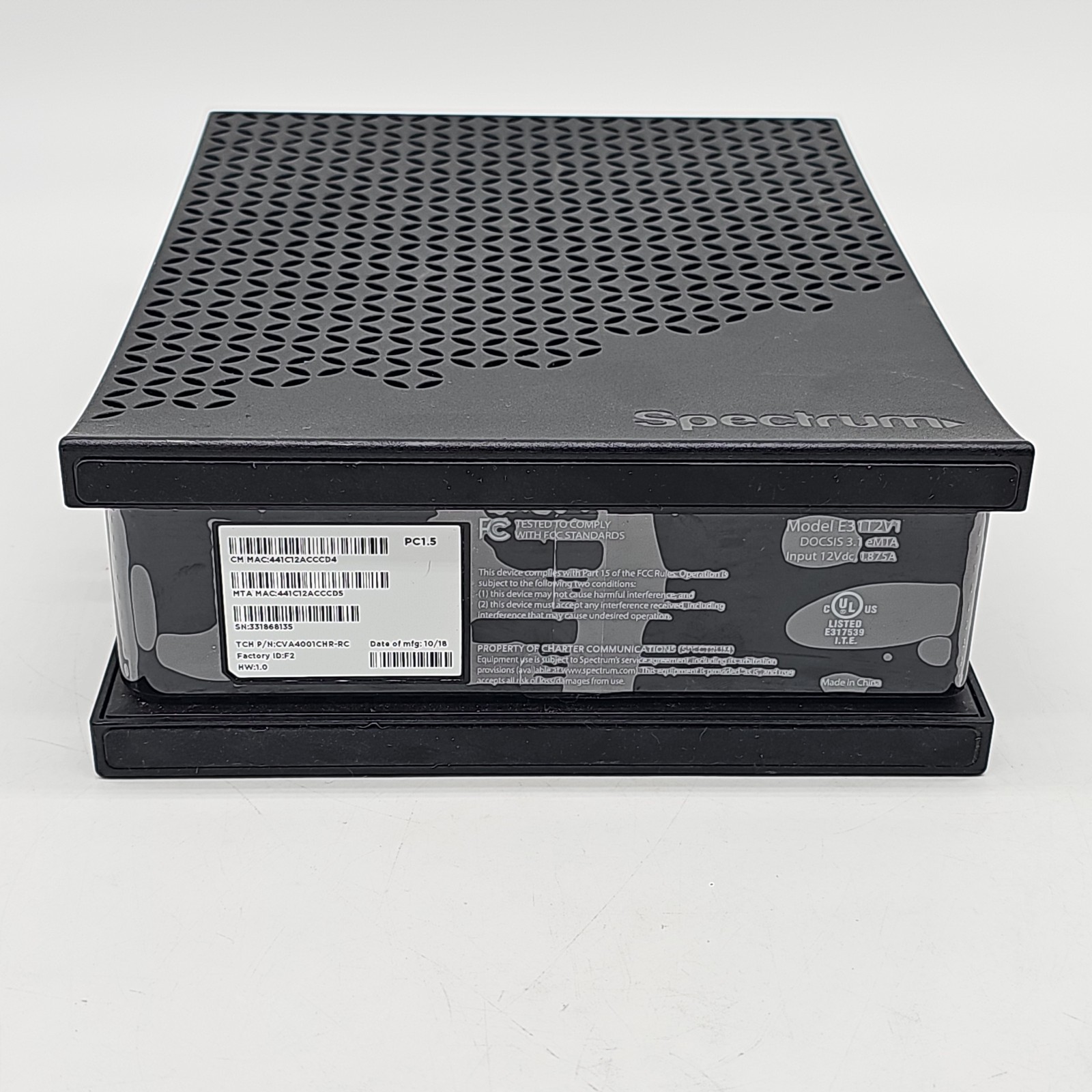 Spectrum Internet Cable Modem E31T2V1 DOCSIS 3.1 eMTA with Power Cord and Cable