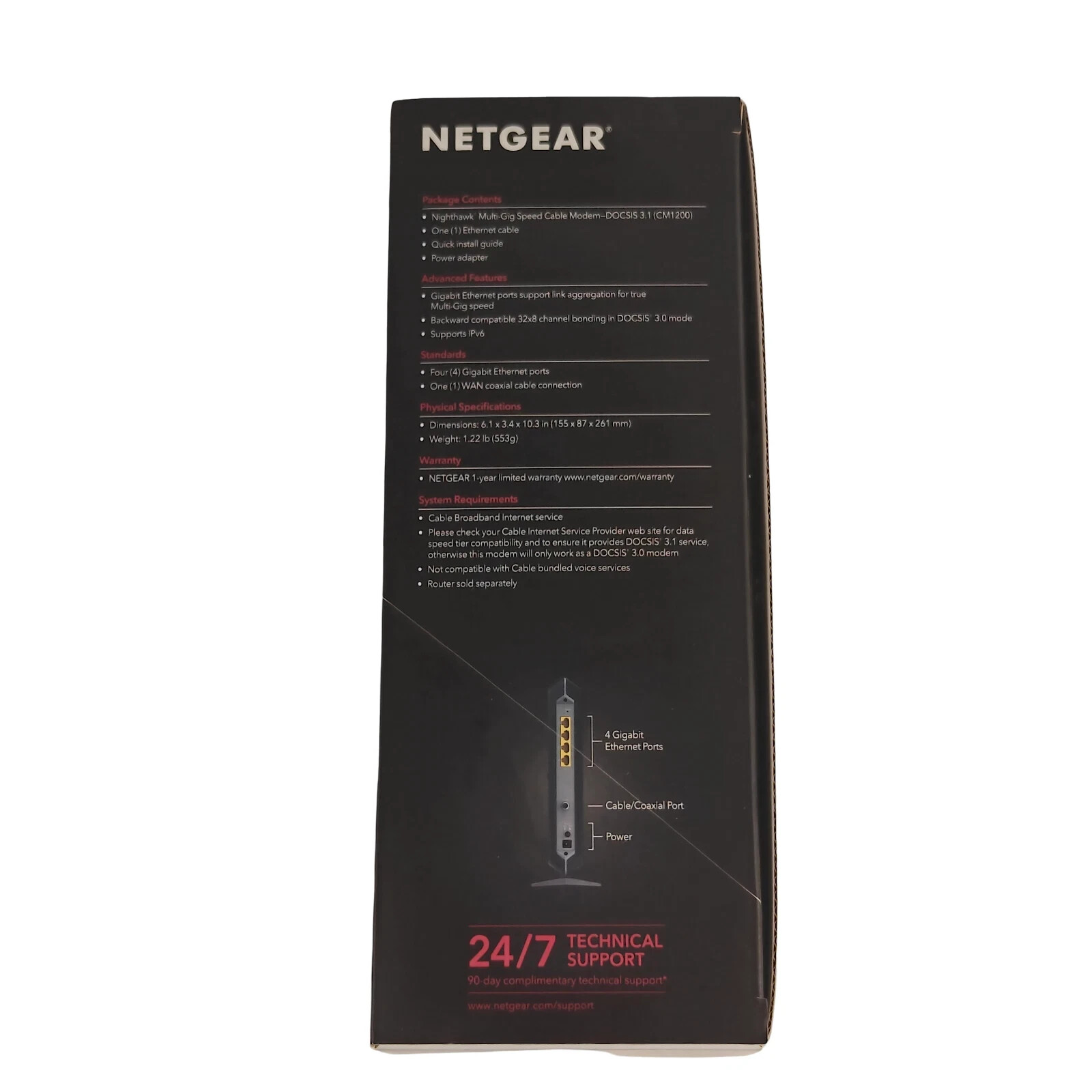 NEW – Netgear Nighthawk CM1200 DOCSIS 3.1 Cable Modem – Multi-Gig Speed – In Box