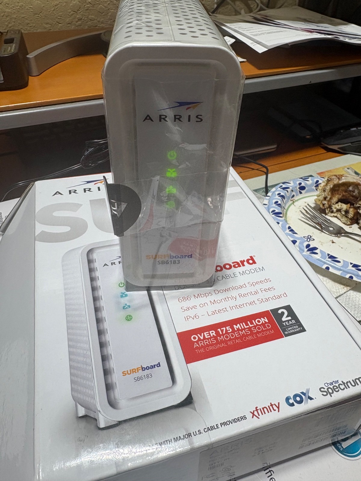 ARRIS SURFboard SB6183 DOCSIS 3.0 Cable Modem Tested w/ Box & Power Adapter