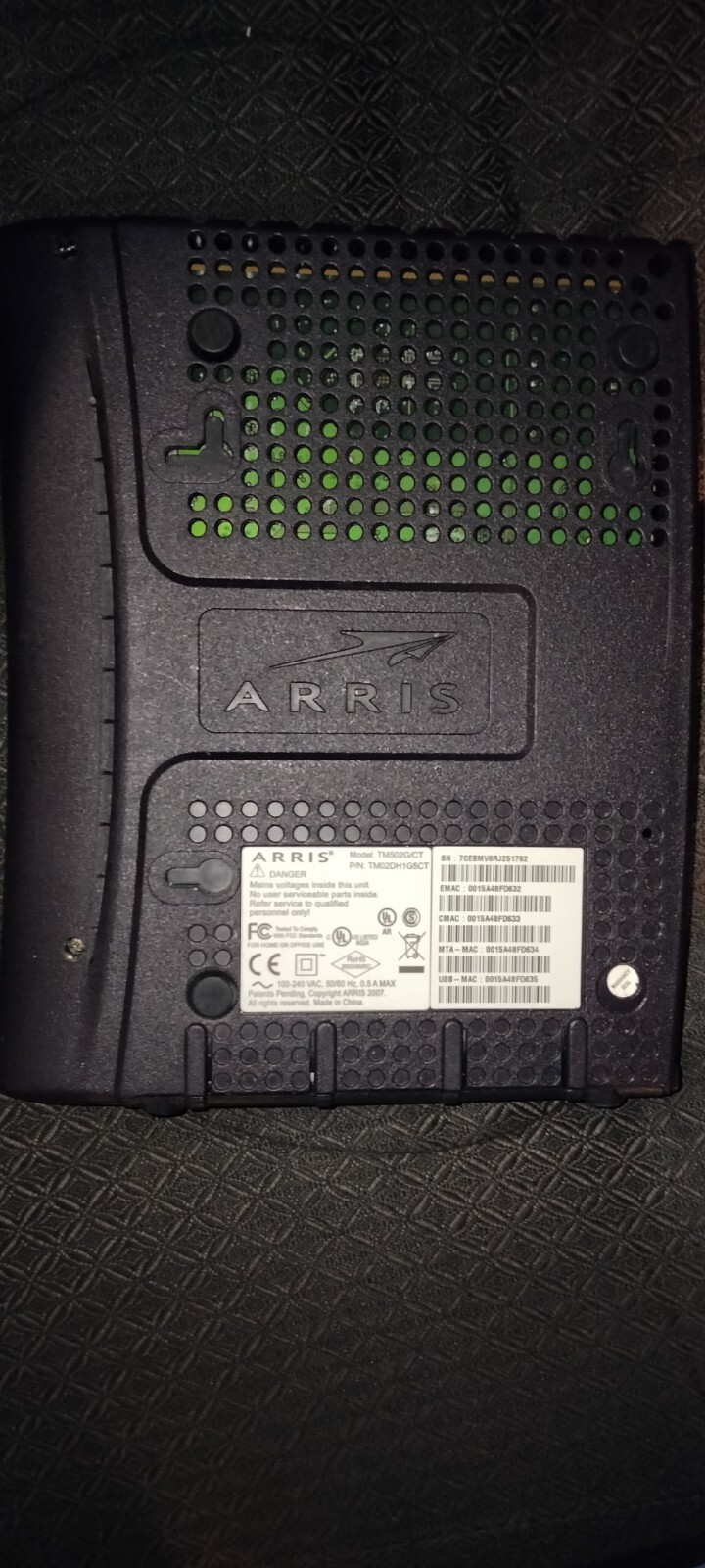 Arris TM502G Cable Modem Internet & Telephone Used